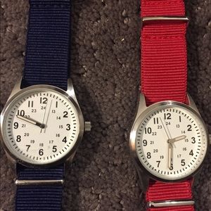 Red and Blue Fabric Watches